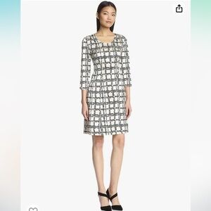 Josie Natori fit & flare cotton silk blend plaid dress